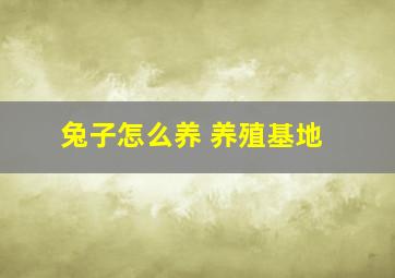 兔子怎么养 养殖基地